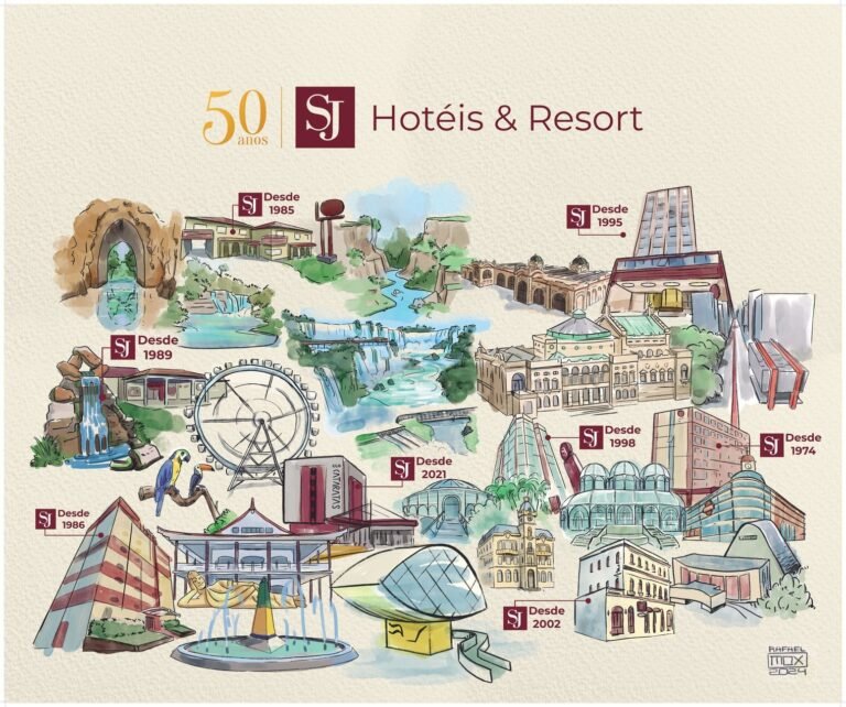 Artista paranaense Rafael Mox cria ilustrações em comemoração aos 50 anos da Rede SJ Hotéis & Resort