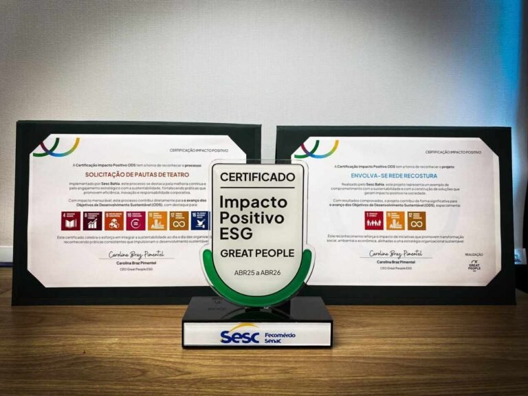 Sesc-BA é reconhecido com três certificações Impacto Positivo ODS